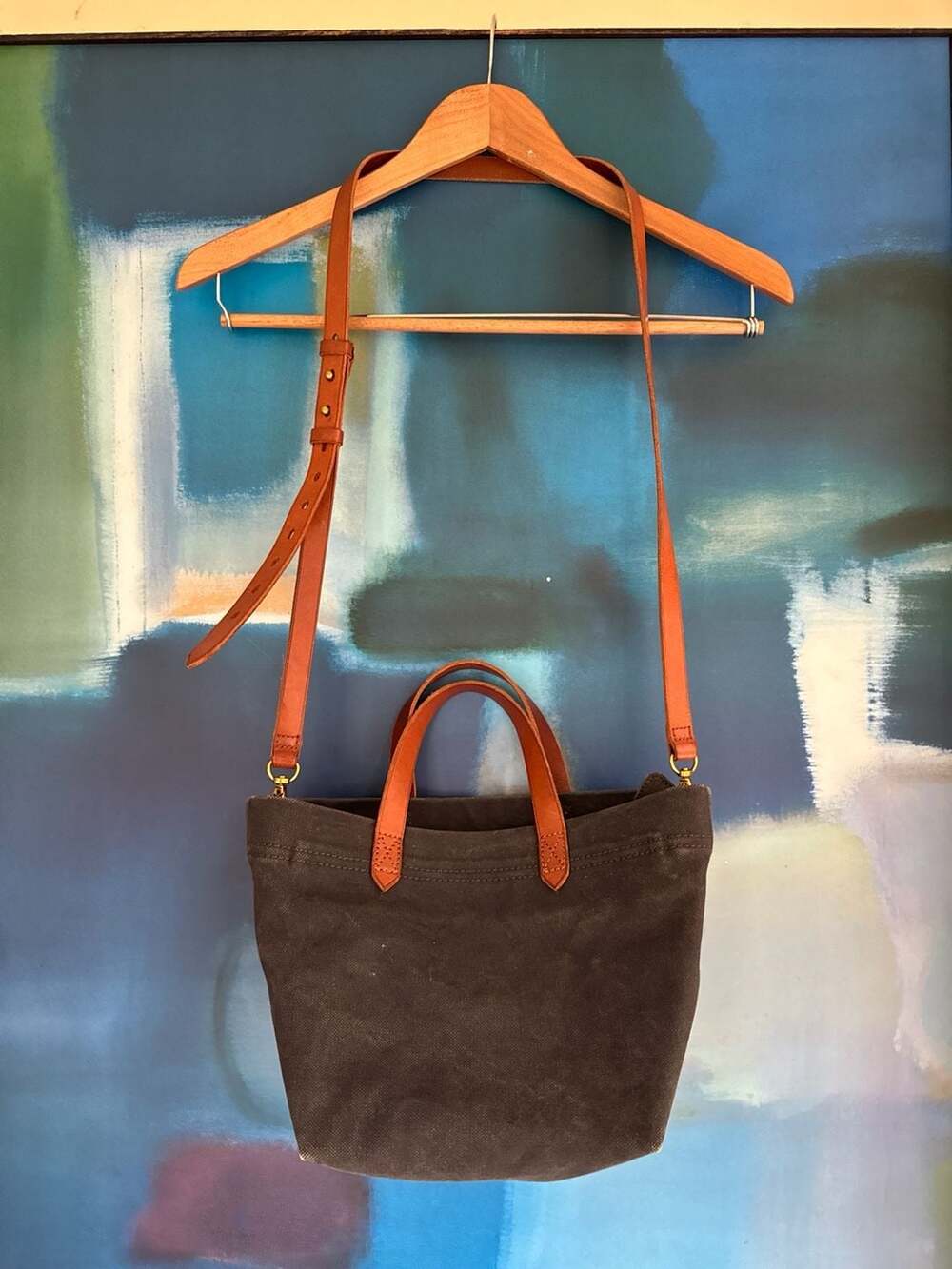 Madewell The Zip-Top Small Transport Crossbody Bag in Canvas Charcoal
